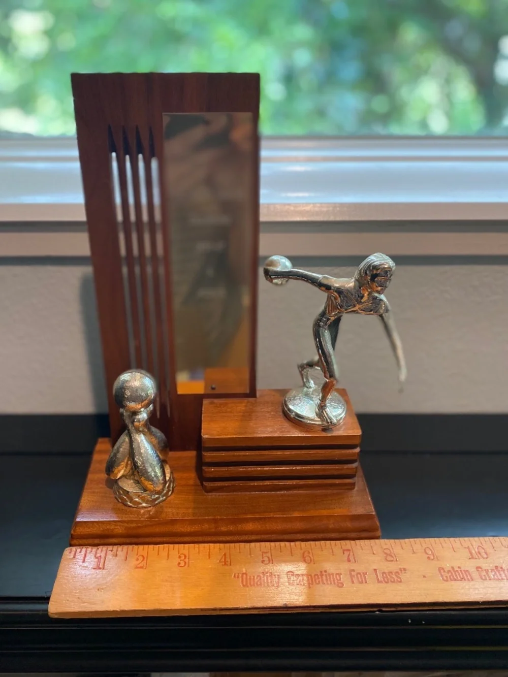 🎳 Bowling Trophy, Ladies, Wooden Vintage 🏆 Craftsmanship, Solid Wood, Unique